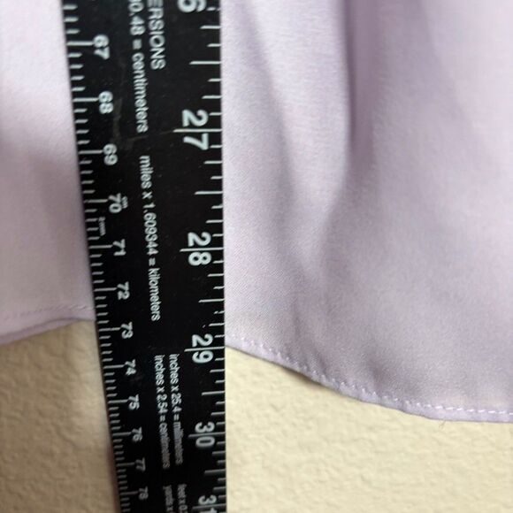 Chaus Blouse Women's XL Purple V-Neck Short Sleeve Ruffle Career Sheer Top - Picture 5 of 8